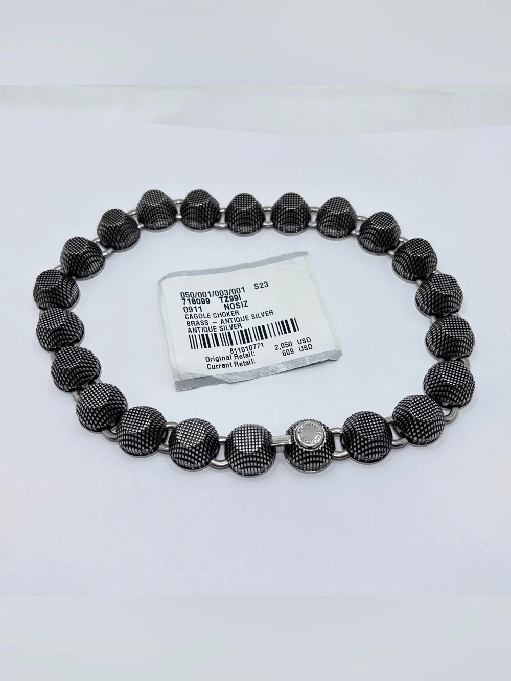Balenciaga Silver Cagole Choker Necklace